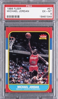 1986/87 Fleer Basketball #57 Michael Jordan Rookie Card – PSA EX-MT 6